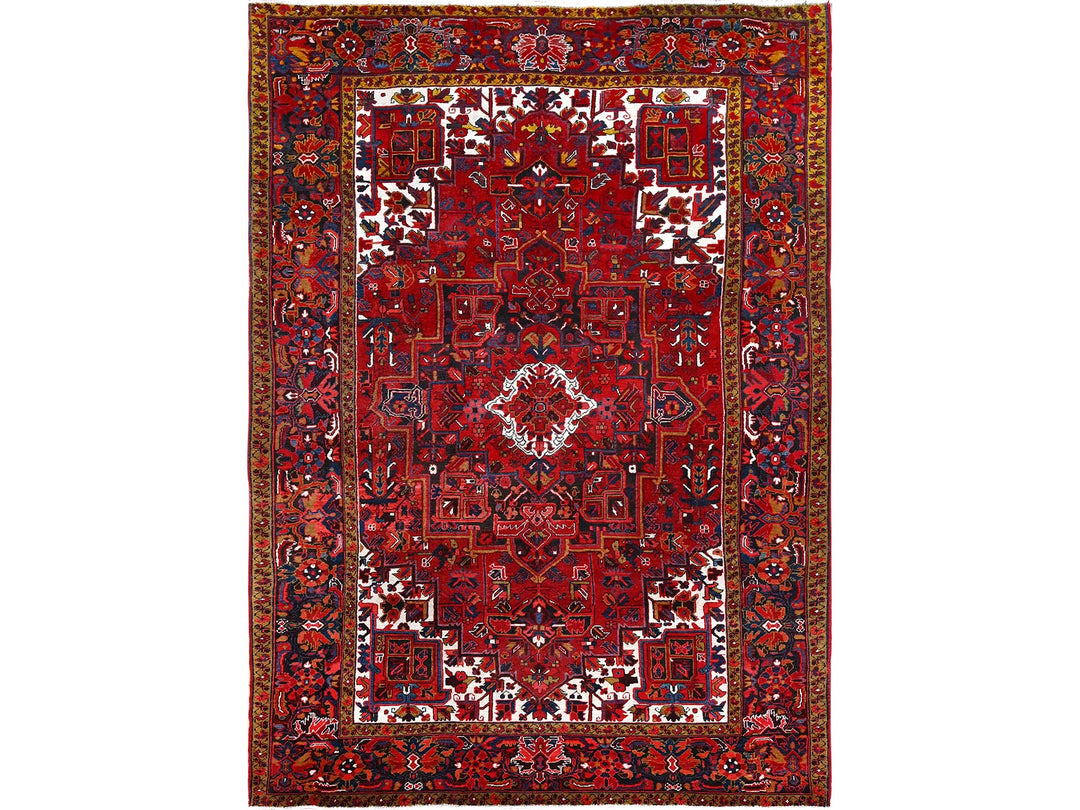 8'2" x 11'10" Vintage Hand Knotted Red Wool Rectangle Oriental Rug - MOA10285663