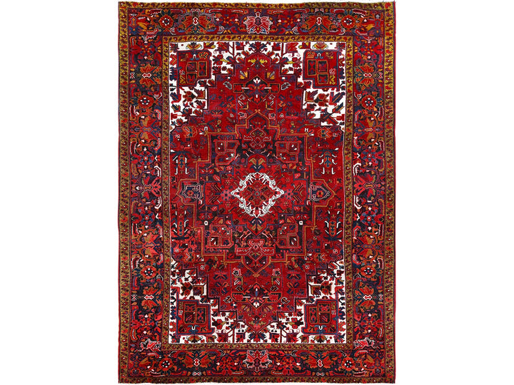 8'2" x 11'10" Vintage Hand Knotted Red Wool Rectangle Oriental Rug - MOA10285663