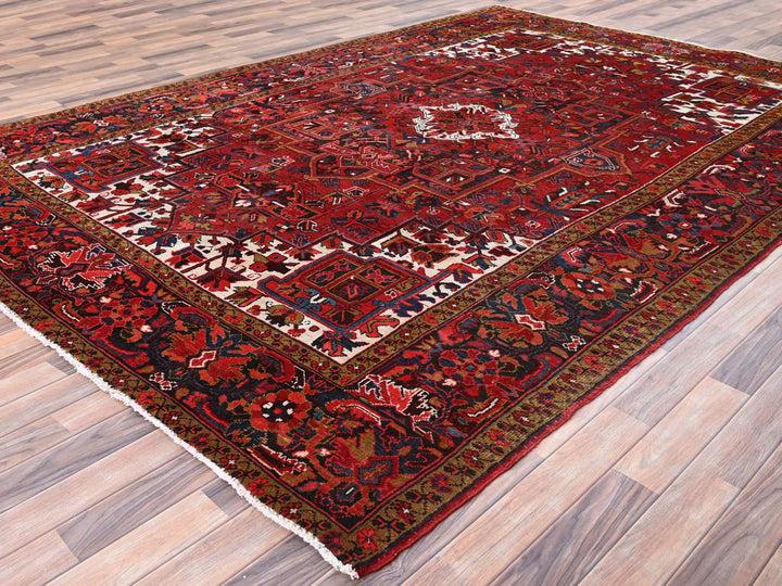 8'2" x 11'10" Vintage Hand Knotted Red Wool Rectangle Oriental Rug - MOA10285663