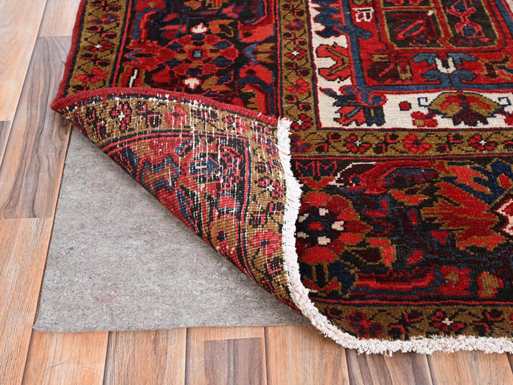 8'2" x 11'10" Vintage Hand Knotted Red Wool Rectangle Oriental Rug - MOA10285663