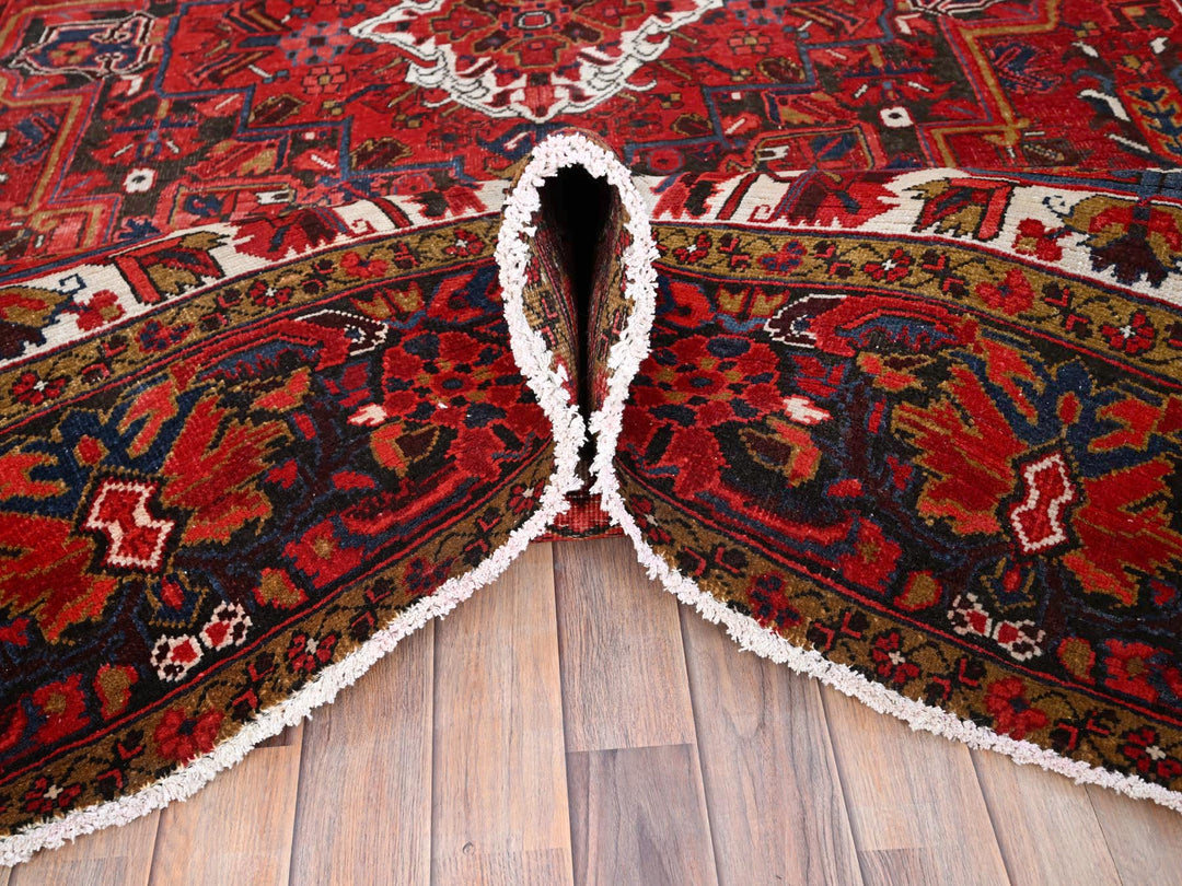 8'2" x 11'10" Vintage Hand Knotted Red Wool Rectangle Oriental Rug - MOA10285663