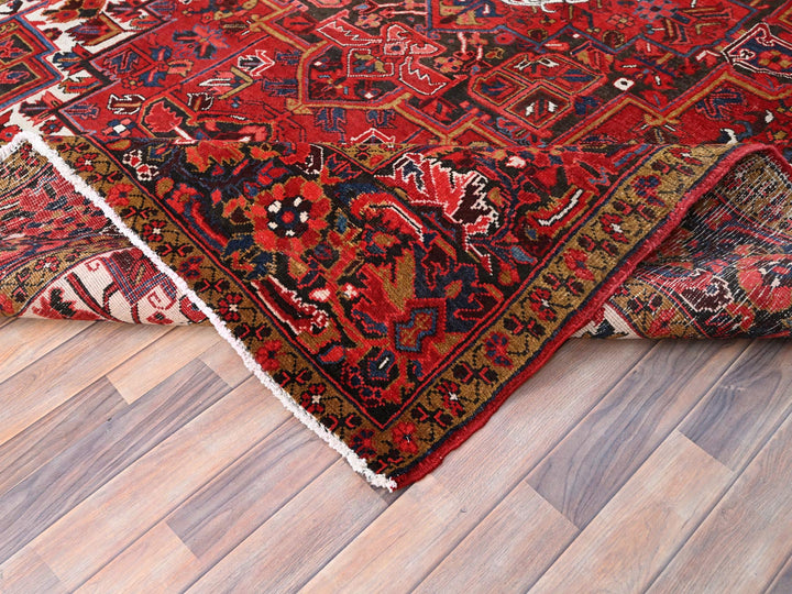 8'2" x 11'10" Vintage Hand Knotted Red Wool Rectangle Oriental Rug - MOA10285663