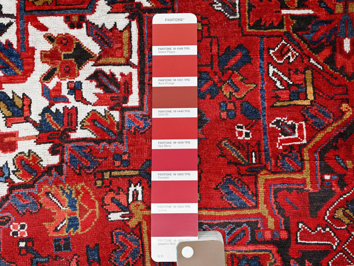 8'2" x 11'10" Vintage Hand Knotted Red Wool Rectangle Oriental Rug - MOA10285663