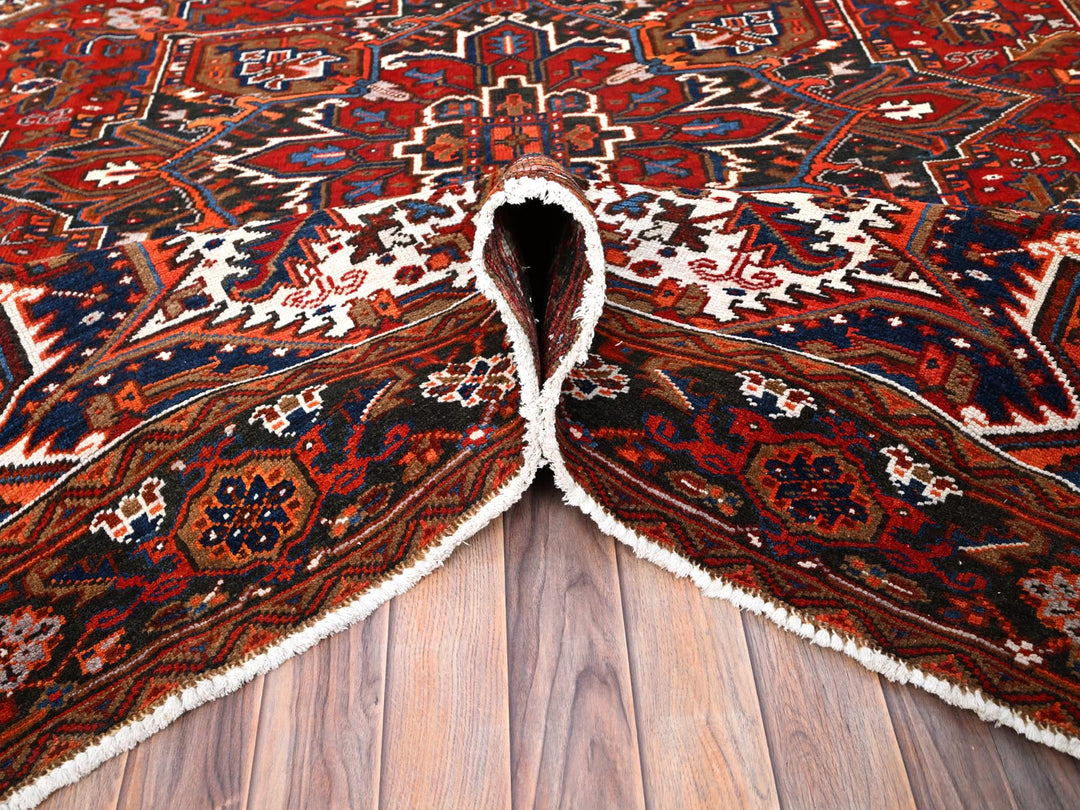7'5" x 8'10" Vintage Hand Knotted Red Worn Wool Rectangle Oriental Rug - MOA10285681