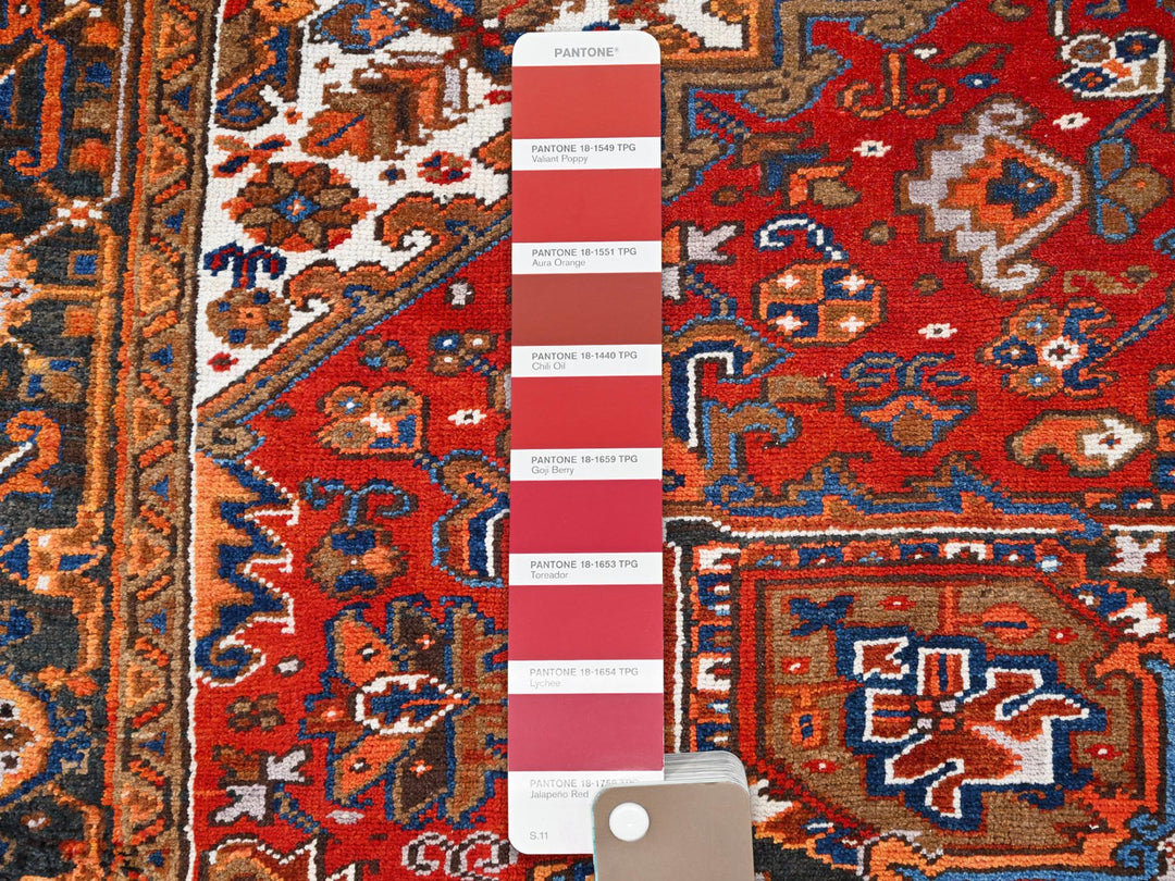 7'5" x 8'10" Vintage Hand Knotted Red Worn Wool Rectangle Oriental Rug - MOA10285681