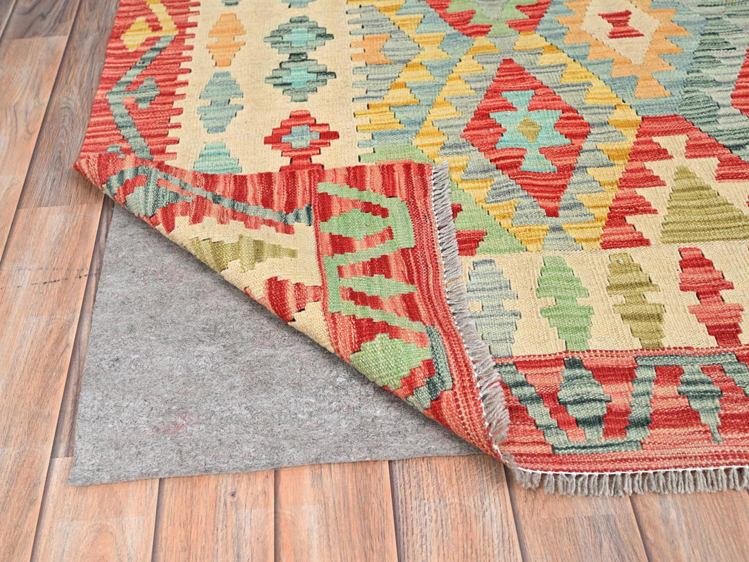 6'8" x 9'10" New Hand Woven Green Wool Rectangle Oriental Rug - MOA10285704