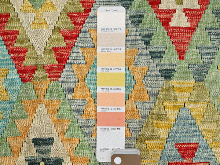 6'8" x 9'10" New Hand Woven Green Wool Rectangle Oriental Rug - MOA10285704