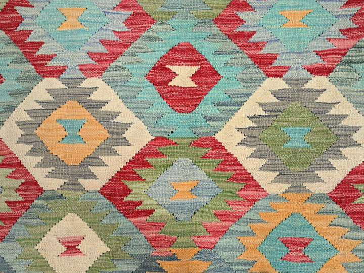 6'7" x 9'9" New Hand Woven Blue Wool Rectangle Oriental Rug - MOA10285705