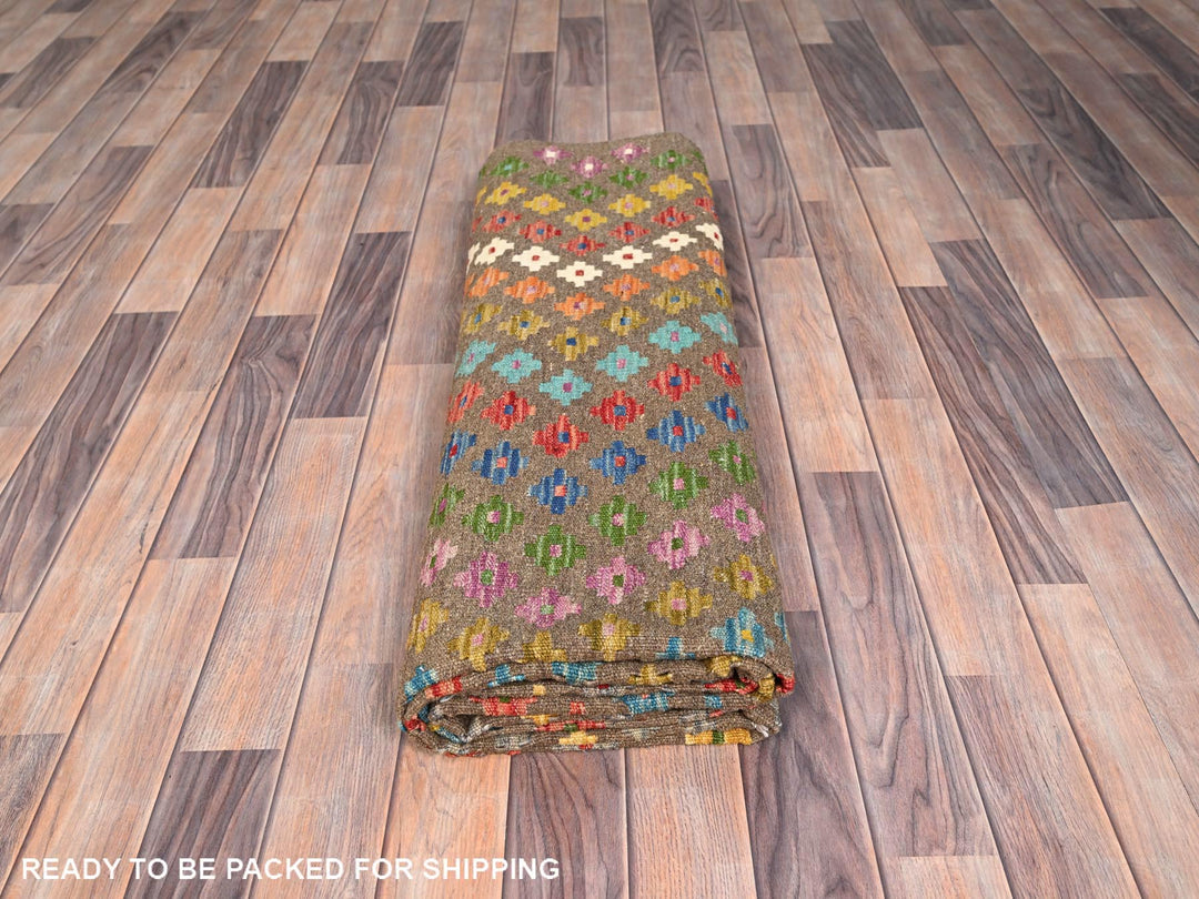 7'0" x 9'8" New Hand Woven Red Wool Rectangle Oriental Rug - MOA10285710