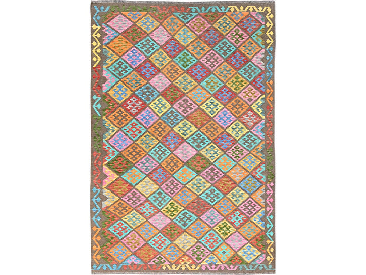 6'8" x 9'9" New Hand Woven Pink Wool Rectangle Oriental Rug - MOA10285719
