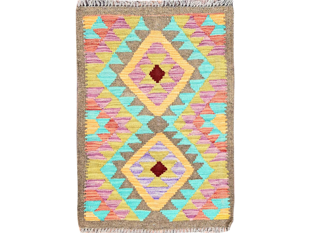 2'0" x 3'0" New Hand Woven Brown Wool Rectangle Oriental Rug - MOA10285733