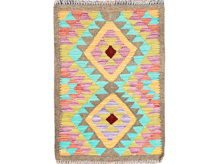 2'0" x 3'0" New Hand Woven Brown Wool Rectangle Oriental Rug - MOA10285733