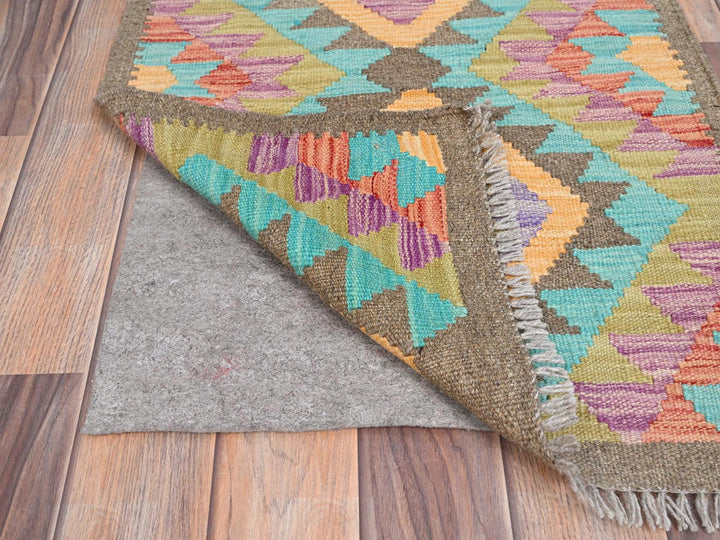 2'0" x 3'0" New Hand Woven Brown Wool Rectangle Oriental Rug - MOA10285733