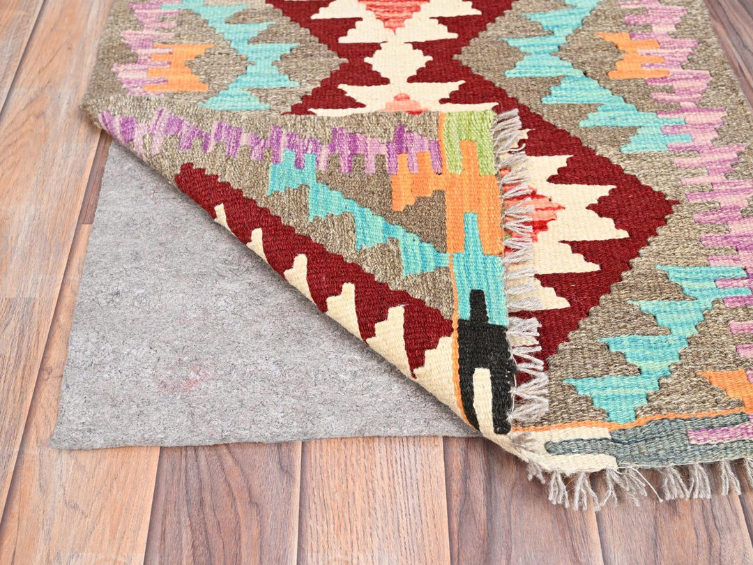 2'0" x 3'0" New Hand Woven Grey Wool Rectangle Oriental Rug - MOA10285738