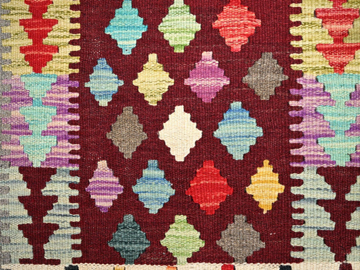 2'0" x 2'10" New Hand Woven Red Wool Rectangle Oriental Rug - MOA10285743