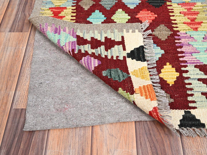 2'0" x 2'10" New Hand Woven Red Wool Rectangle Oriental Rug - MOA10285743
