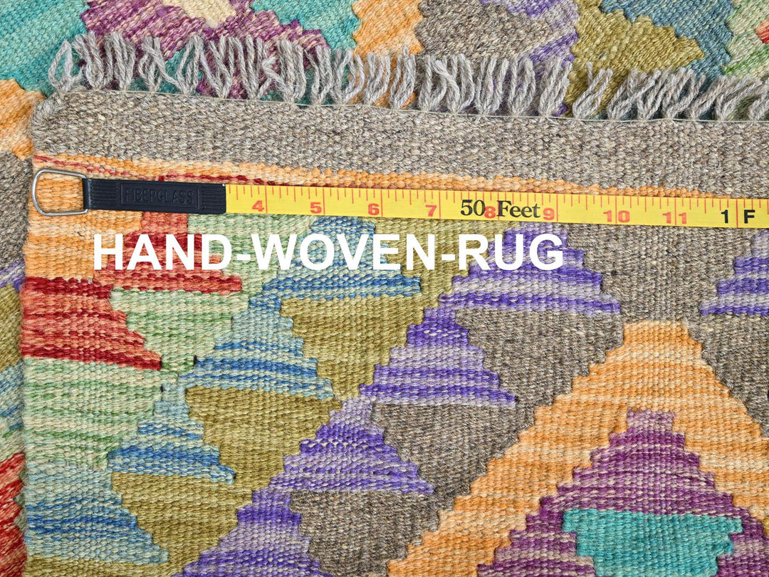 1'10" x 3'0" New Hand Woven Green Wool Rectangle Oriental Rug - MOA10285745