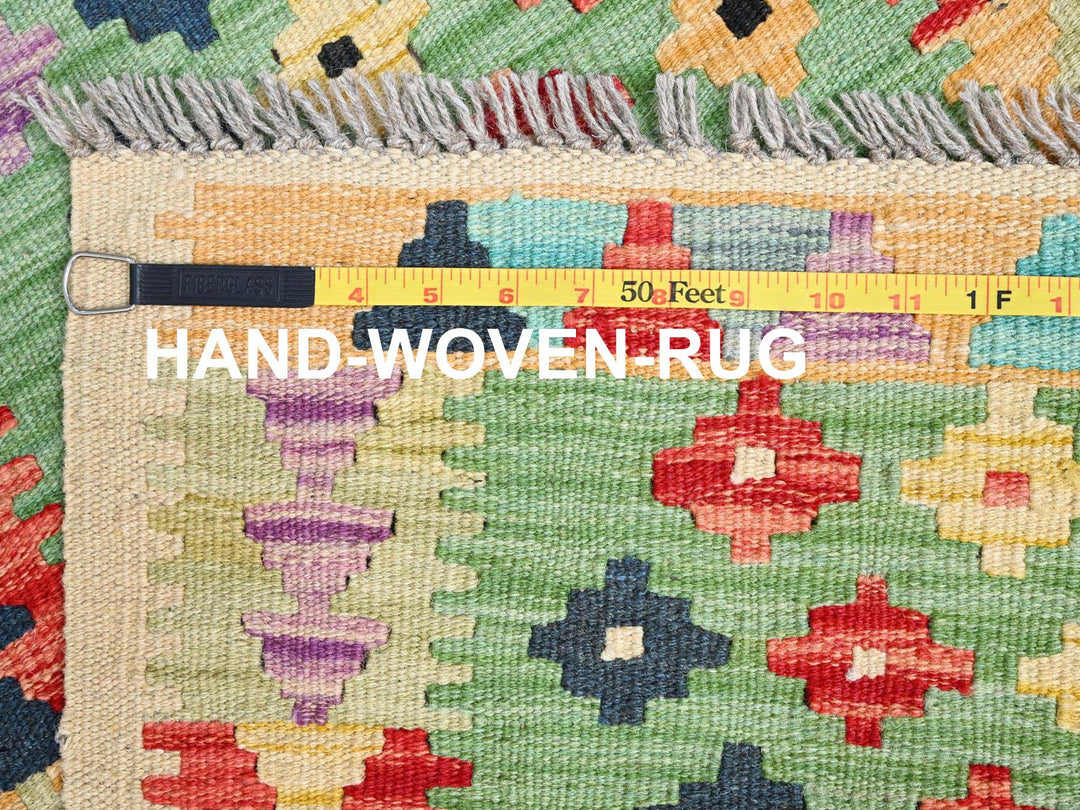 2'0" x 3'0" New Hand Woven Green Wool Rectangle Oriental Rug - MOA10285749