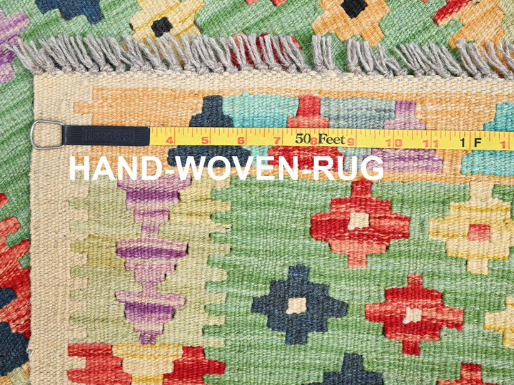 2'0" x 3'0" New Hand Woven Green Wool Rectangle Oriental Rug - MOA10285749