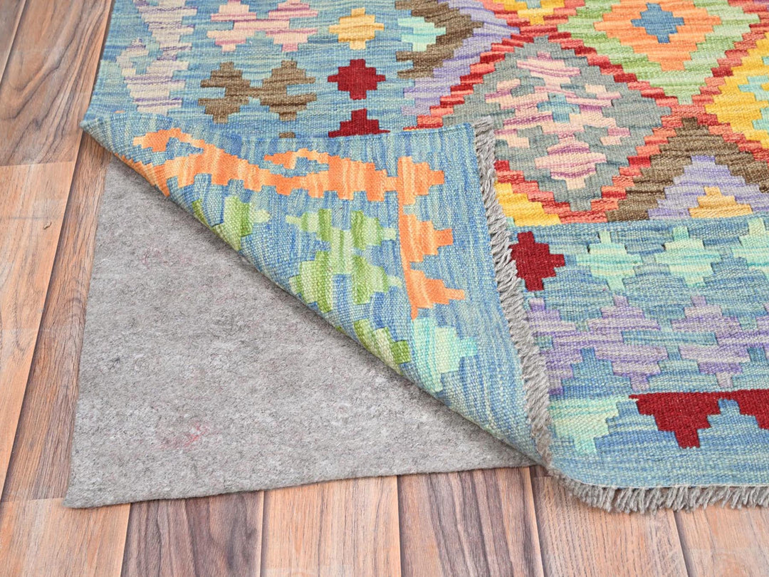 10'7" x 14'0" New Hand Woven Blue Wool Rectangle Oriental Rug - MOA10285755
