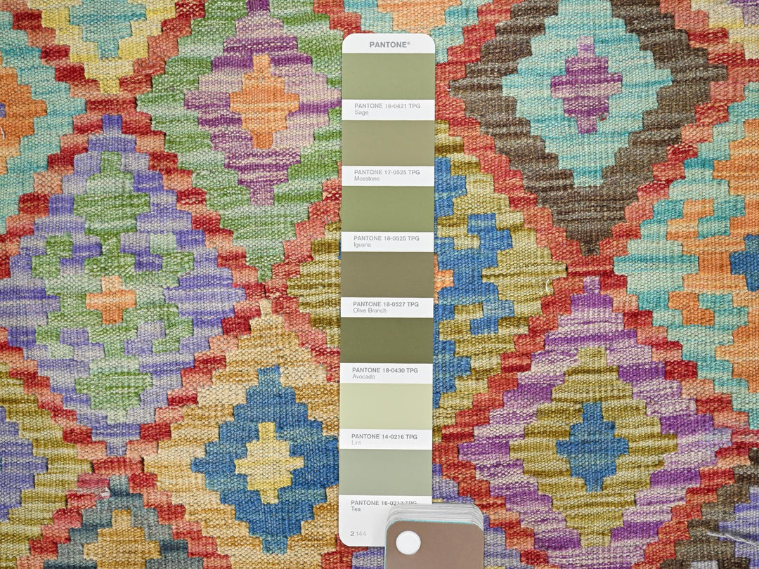 10'7" x 14'0" New Hand Woven Blue Wool Rectangle Oriental Rug - MOA10285755