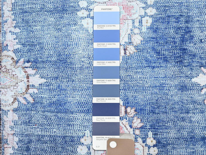 2'1" x 12'0" Vintage Hand Knotted Blue Wool Runner Oriental Rug - MOA10285778