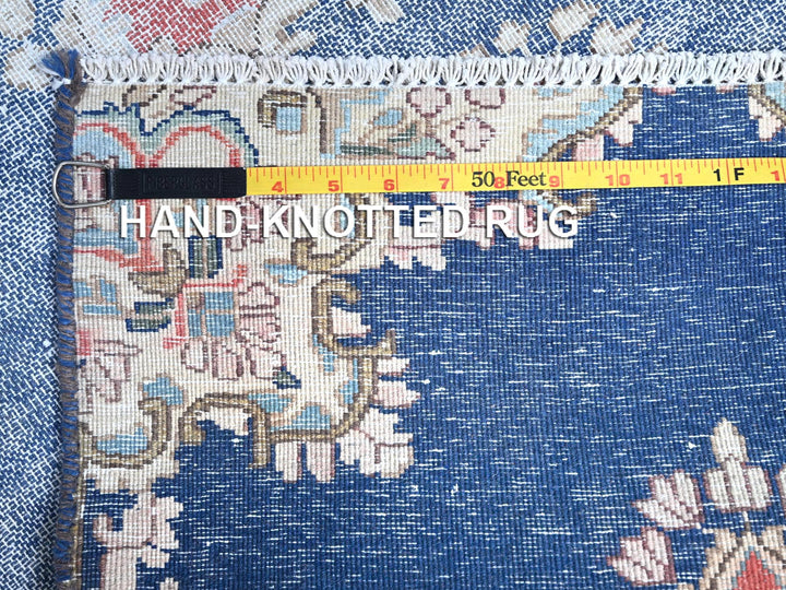 2'1" x 11'9" Vintage Hand Knotted Blue Wool Runner Oriental Rug - MOA10285779