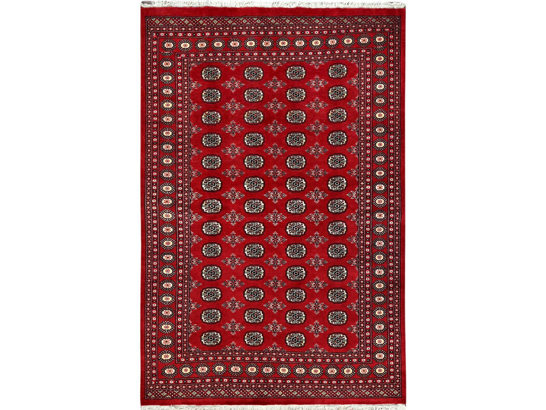 6'1" x 9'4" New Hand Knotted Red Wool Rectangle Oriental Rug - MOA10285815