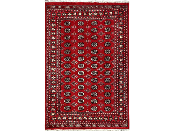 6'1" x 9'4" New Hand Knotted Red Wool Rectangle Oriental Rug - MOA10285815