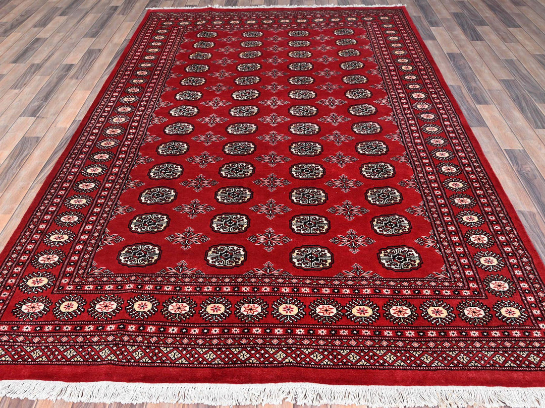 6'1" x 9'4" New Hand Knotted Red Wool Rectangle Oriental Rug - MOA10285815