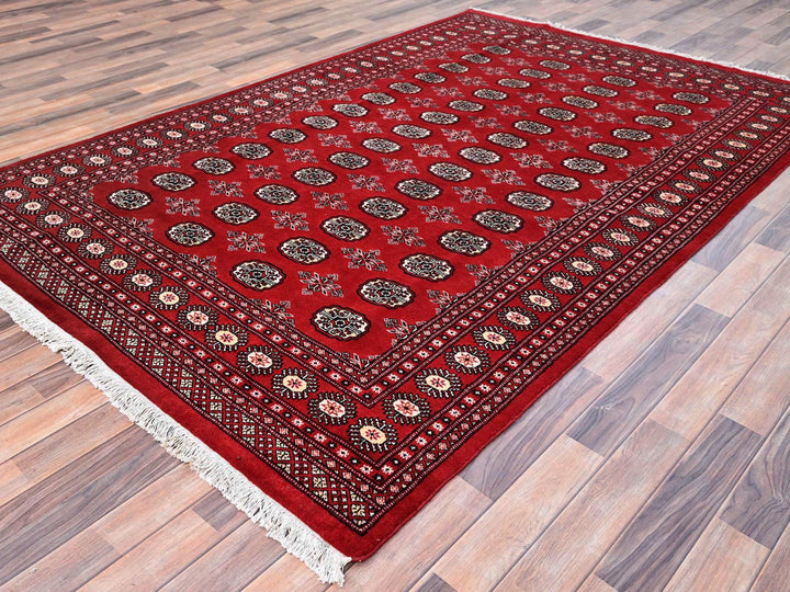 6'1" x 9'4" New Hand Knotted Red Wool Rectangle Oriental Rug - MOA10285815