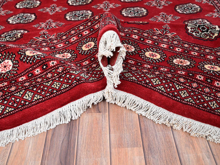 6'1" x 9'4" New Hand Knotted Red Wool Rectangle Oriental Rug - MOA10285815
