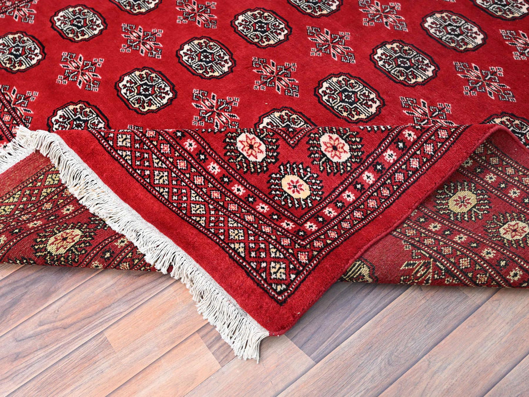 6'1" x 9'4" New Hand Knotted Red Wool Rectangle Oriental Rug - MOA10285815