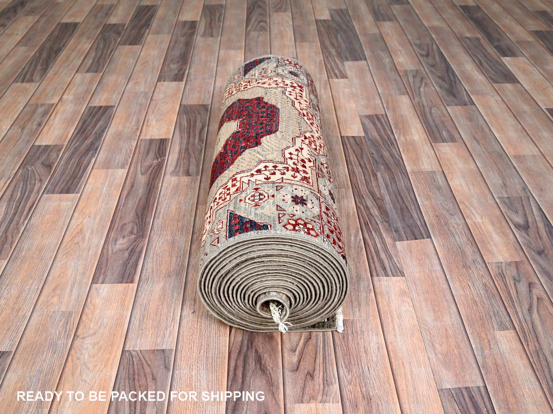 2'4" x 24'8" New Hand Knotted Ivory Wool Runner Oriental Rug - MOA10285846