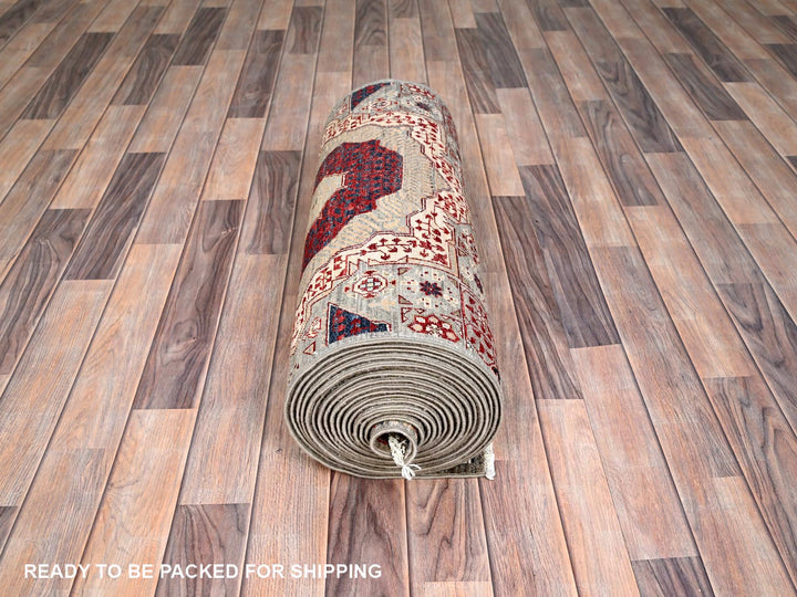 2'4" x 24'8" New Hand Knotted Ivory Wool Runner Oriental Rug - MOA10285846