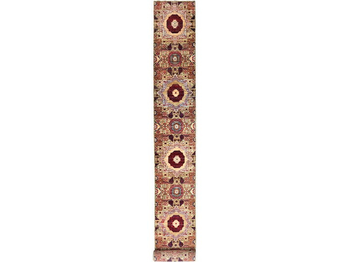 2'4" x 24'7" New Hand Knotted Green Wool Runner Oriental Rug - MOA10285847