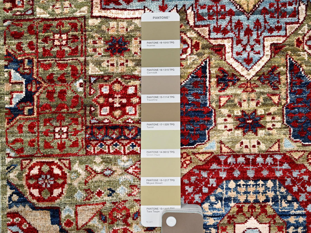 2'4" x 24'7" New Hand Knotted Green Wool Runner Oriental Rug - MOA10285847