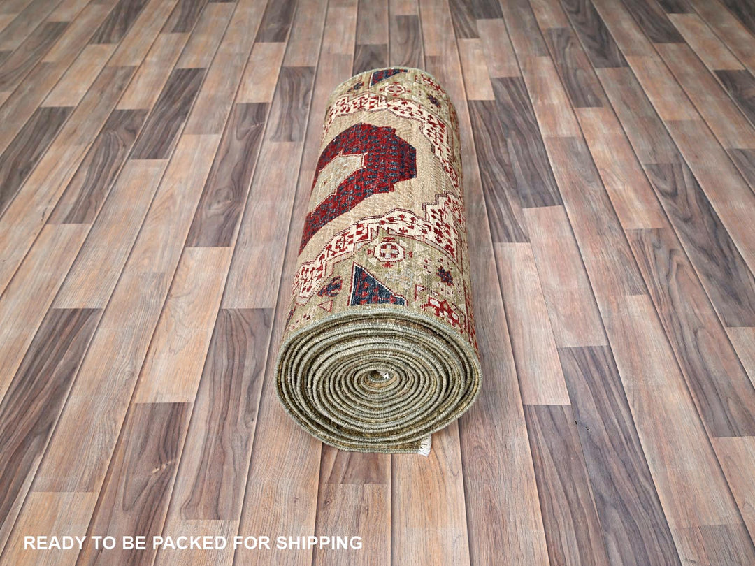 2'4" x 24'7" New Hand Knotted Green Wool Runner Oriental Rug - MOA10285847