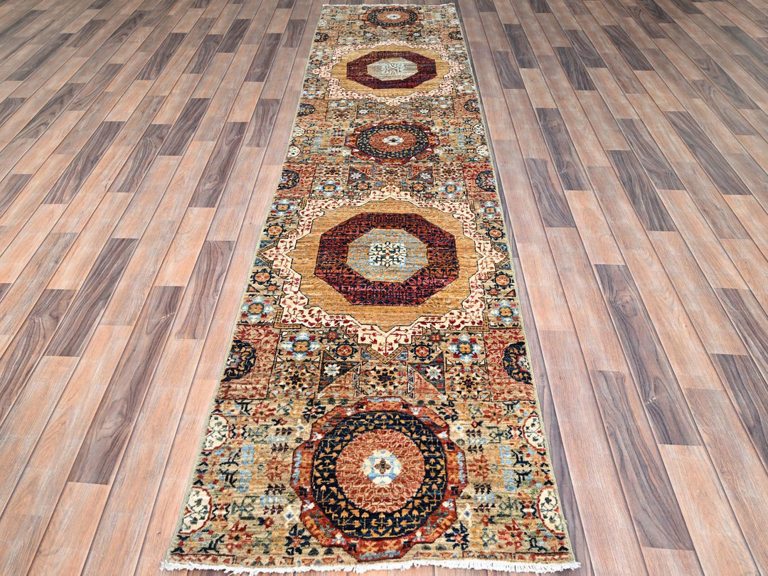 2'5" x 10'3" New Hand Knotted Ivory Wool Runner Oriental Rug - MOA10285848