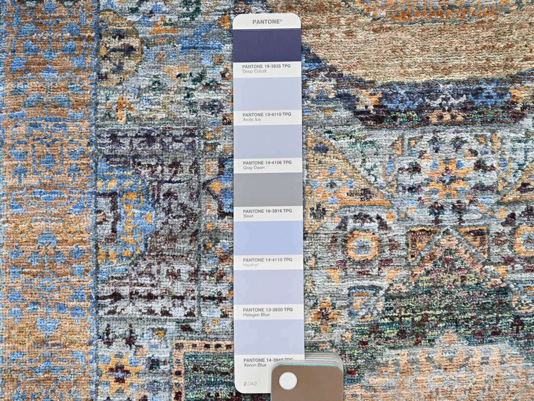 2'6" x 13'9" New Hand Knotted Blue Wool Runner Oriental Rug - MOA10285849