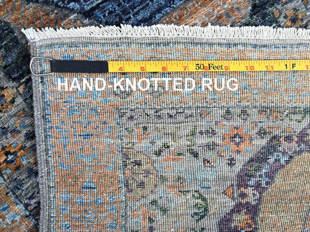 2'6" x 13'9" New Hand Knotted Blue Wool Runner Oriental Rug - MOA10285849