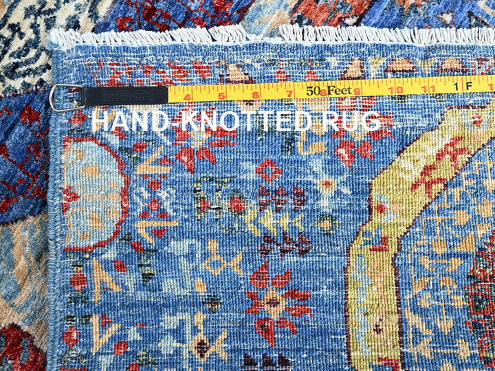 2'8" x 9'10" New Hand Knotted Blue Wool Runner Oriental Rug - MOA10285851
