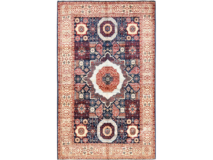 3'10" x 6'3" New Hand Knotted Blue Wool Rectangle Oriental Rug - MOA10285852
