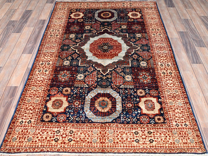 3'10" x 6'3" New Hand Knotted Blue Wool Rectangle Oriental Rug - MOA10285852