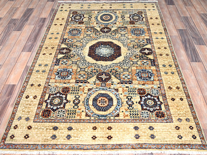 3'10" x 6'0" New Hand Knotted Ivory Wool Rectangle Oriental Rug - MOA10285859