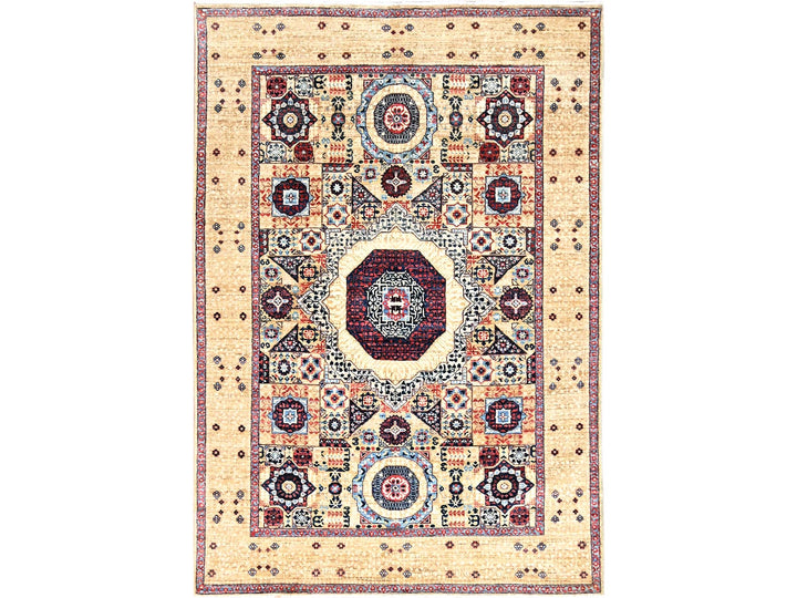4'9" x 7'1" New Hand Knotted Ivory Wool Rectangle Oriental Rug - MOA10285860