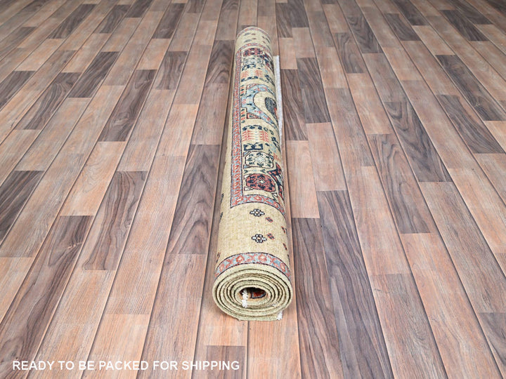 4'9" x 7'1" New Hand Knotted Ivory Wool Rectangle Oriental Rug - MOA10285860