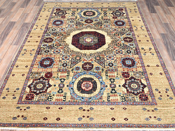 5'0" x 7'0" New Hand Knotted Ivory Wool Rectangle Oriental Rug - MOA10285861