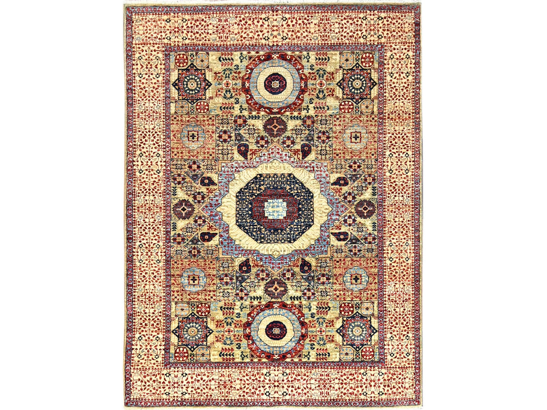 5'0" x 6'8" New Hand Knotted Green Wool Rectangle Oriental Rug - MOA10285864