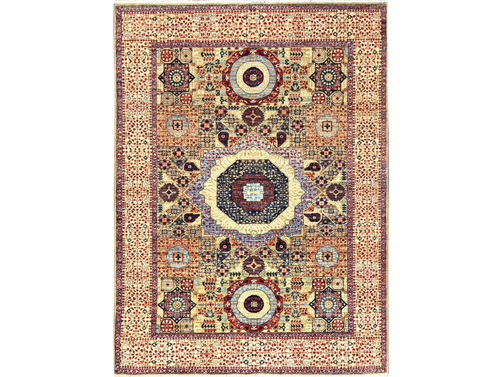 5'0" x 6'8" New Hand Knotted Green Wool Rectangle Oriental Rug - MOA10285864